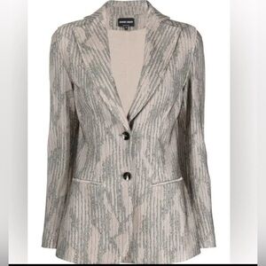Giorgio Armani Runway  Ottoman Jacquard Single Breasted Blazer,Sz 46